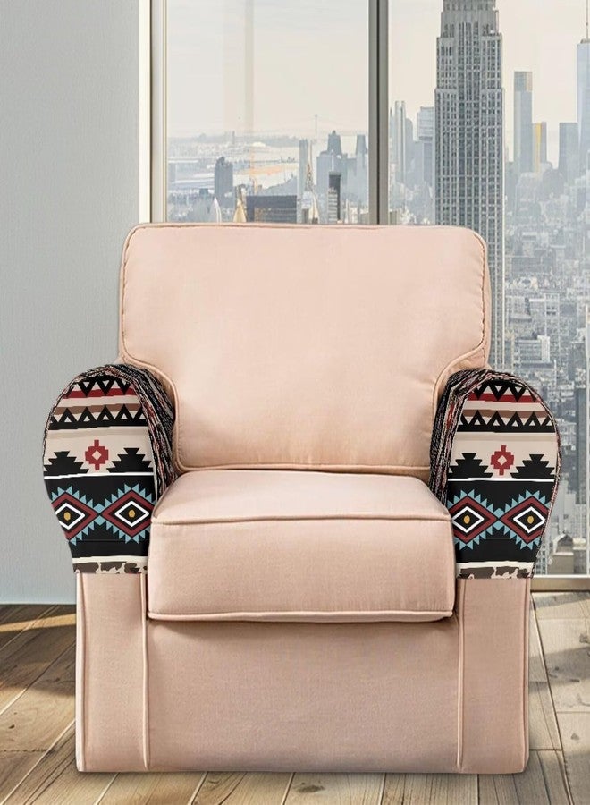 Wanzuoeng Aztec Tribal Print Armrest Covers for Sofa, One Pair Sofa Arm Cover Stretchable Couch Arm Covers, Wear-Resistant Arm Covers for Chairs Couch Sofa Armchair - Image 3